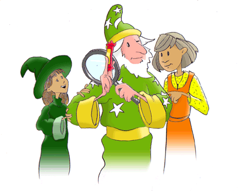 Wizard and Tina's mom checking candy