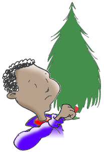 Zack with a real tree coughing