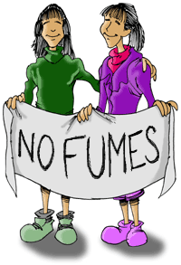 Girls holding smoke free sign