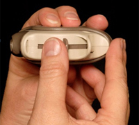 Hold the Diskus® level and slide the lever away from you until the Diskus® clicks. This will load the medication. Keep the Diskus® level so you don’t lose the medication.