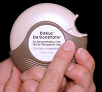 The Diskus® has a dose indicator on the top of the device. Numbers on the dose indicator show how many doses are left in the Diskus®.
