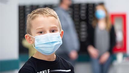 Child wearing mask