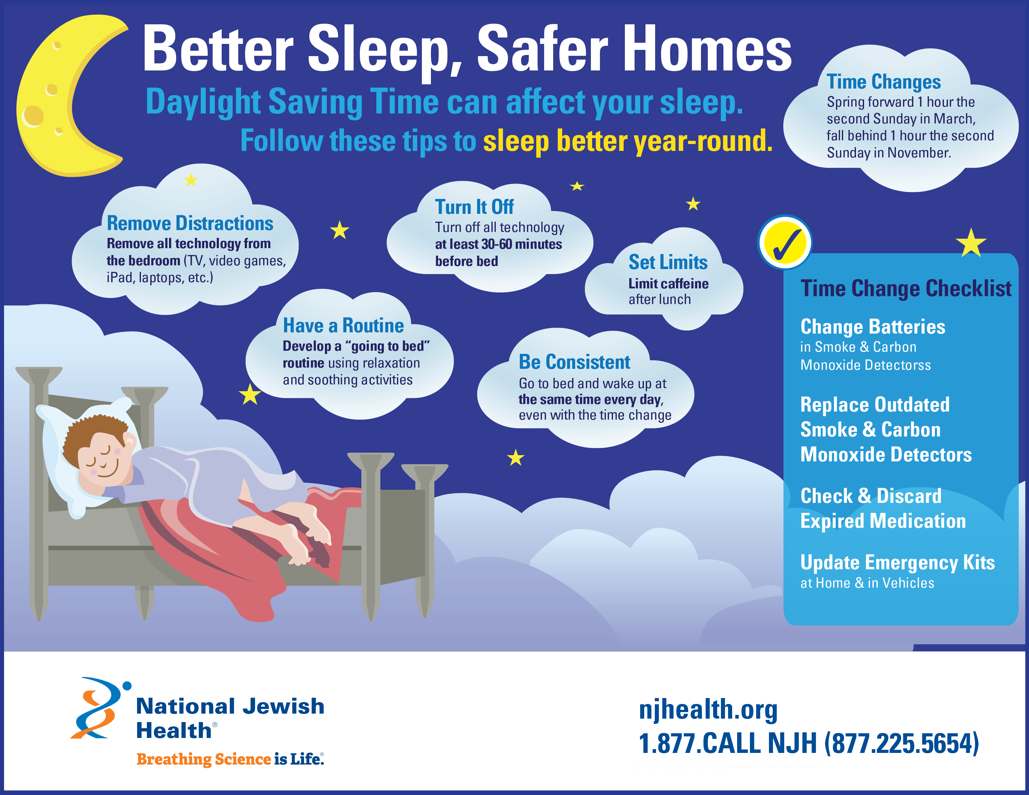 Daylight Savings and Sleep Infographic: Better Sleep and Safer Homes