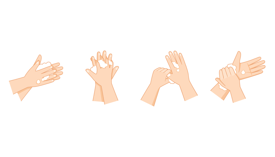 3. Wash all over-palms, backs, fingers, thumbs and wrists