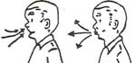 Demonstration of pursed lip breathing.