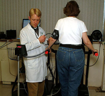 Patient exercises on the treadmill to see if their airways will react.