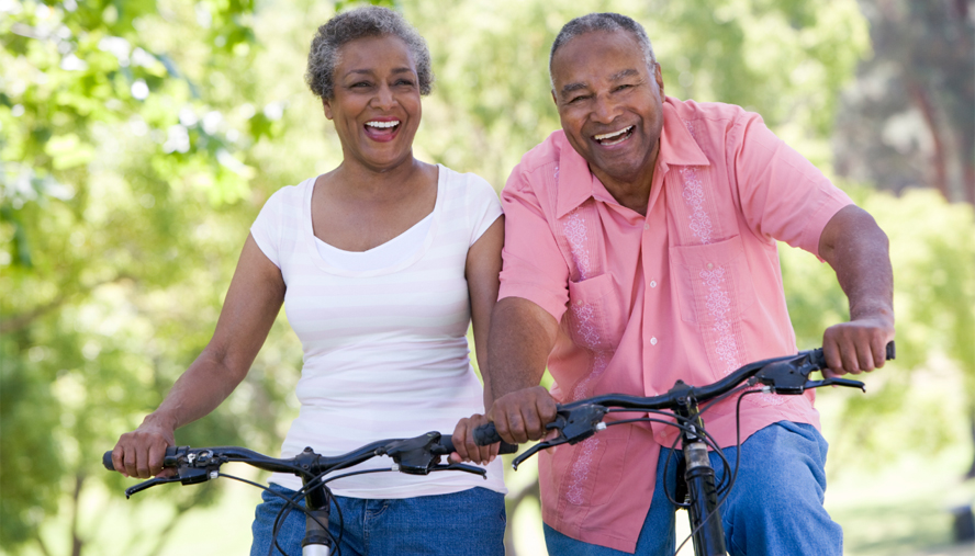 Couple biking