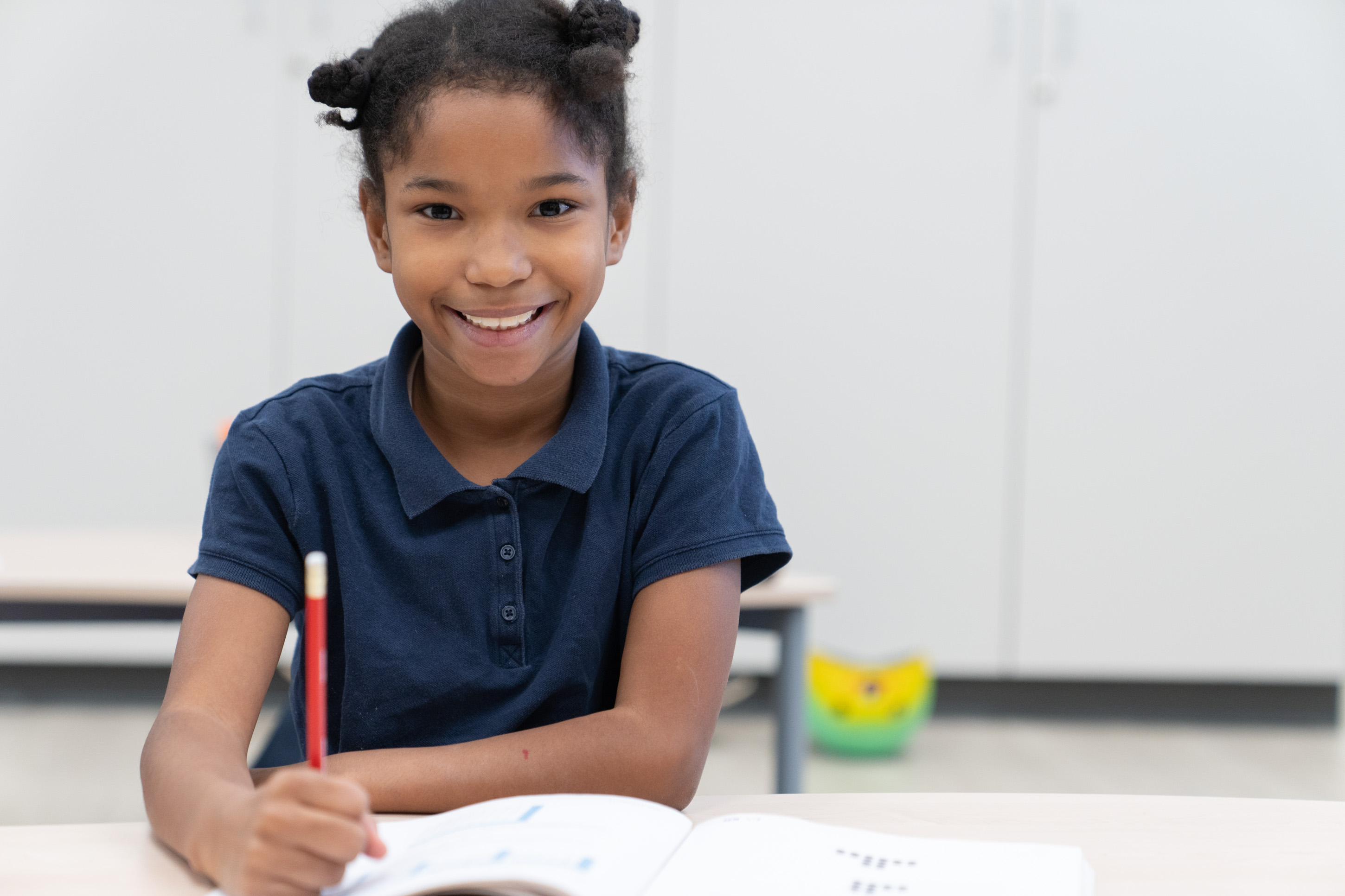 Morgridge student with pigtails