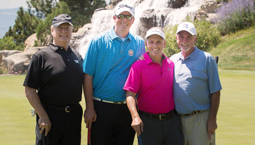 Jack Thompson, Dave Steinmetz, Marc Steron and Mike Steerman at Sanctuary golf course for the National Jewish Health Night & Day Golf Classic. The charity event benefited Morgridge Academy for chronically ill children at National Jewish Health.
