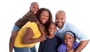 Happy family taking a group picture