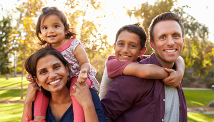 Smiling hispanic family