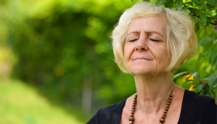 Woman practicing breathing