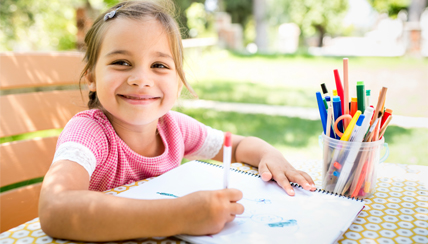 Toddler girl child coloring