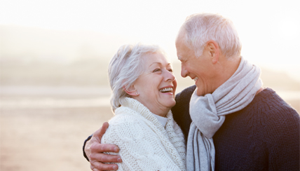 two seniors looking into each others eyes