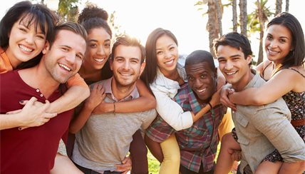 group of adults having a fun time