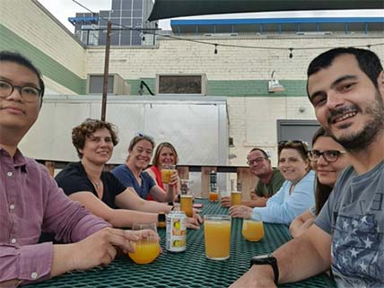 Lahm labs group having a drink