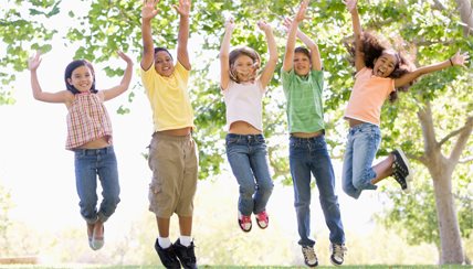 children jumping with joy