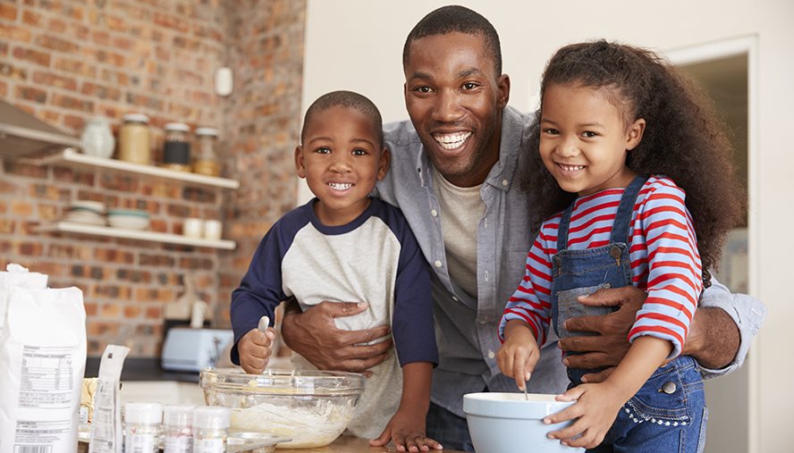 Family baking cookies