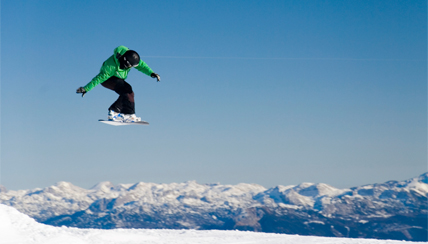 Snowboarder catching air
