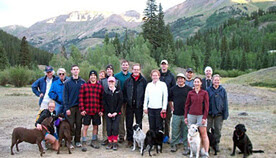 staff group in the mountains