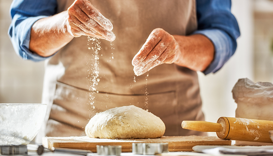 Making dough with flour