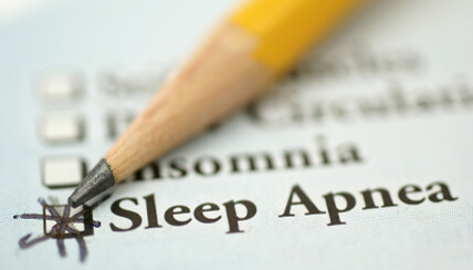 Pencil checking the Sleep Apnea box on a checklist