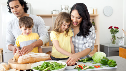 Family preparing a healthy meal together