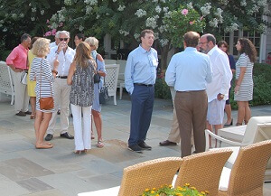 guests mingling on the patio