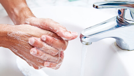 washing hands